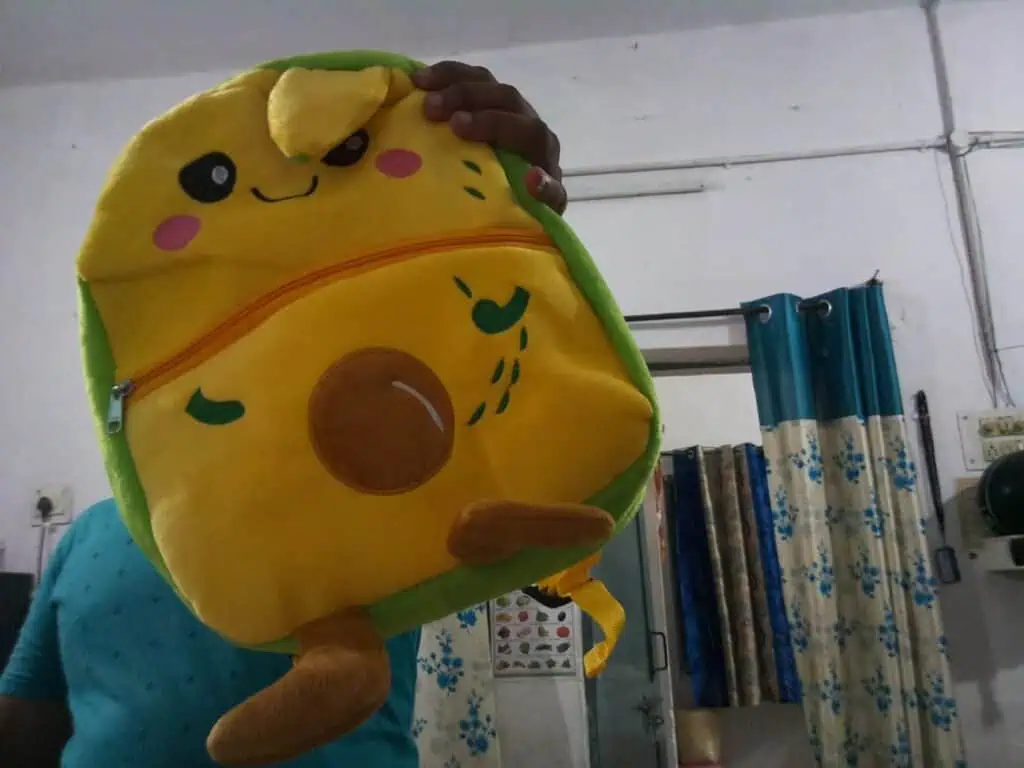 Colorful backpack photographed using the Raspberry Pi Camera Module showing color reproduction and object detail.